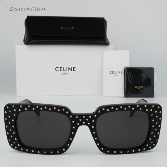 BRAND NEW Celine CL4213IS 01A ANIMATION XMAS Black Rectangle Women Sunglasses - Picture 1 of 8